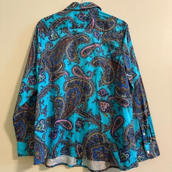 Talbots Top Womens Extra Large Paisley Button Front Mature Art Artsy Ladies - Picture 8 of 10